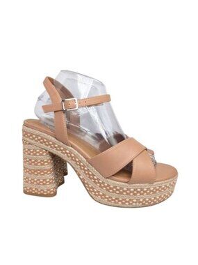 DV Dolce Vita Wilsun cafe tan espadrille woven platform block heels womens 9.5